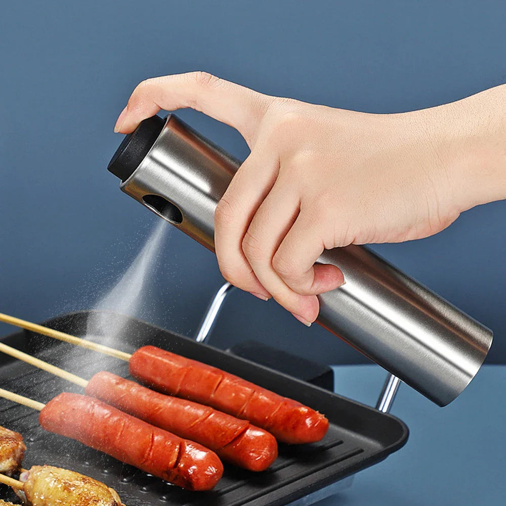 Pulverizador de aceite CULINARA FineMist | Botella de spray de acero inoxidable de 100 ml | Para aceite, vinagre y BBQ | Recargable y dosificable