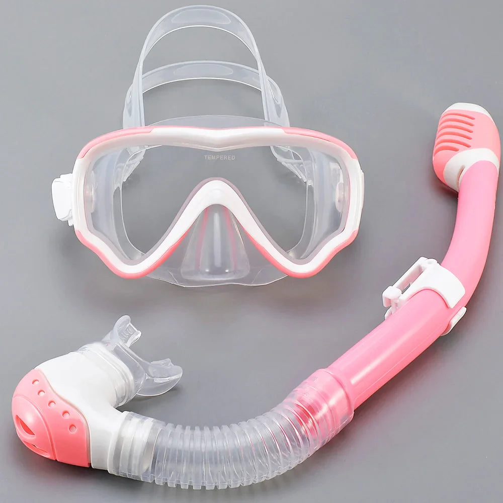 AquaJuni Máscara de Buceo para Niños con Snorkel | Antivaho & a Prueba de Fugas | Vidrio Templado & Silicona | Para Niños y Niñas de 7 a 15 Años