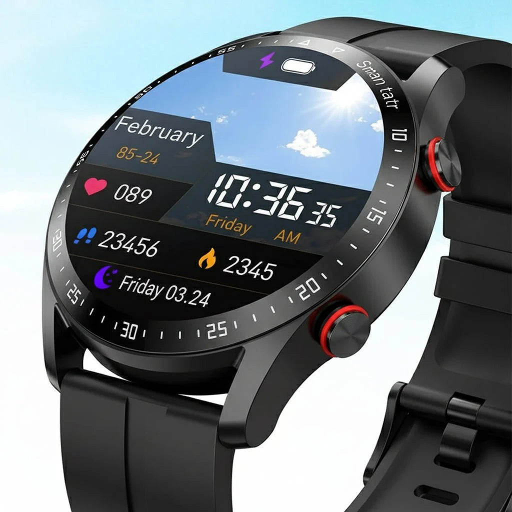 CARDIOTRON – Montre intelligente premium pour hommes avec ECG+PPG et fonction d’appel
