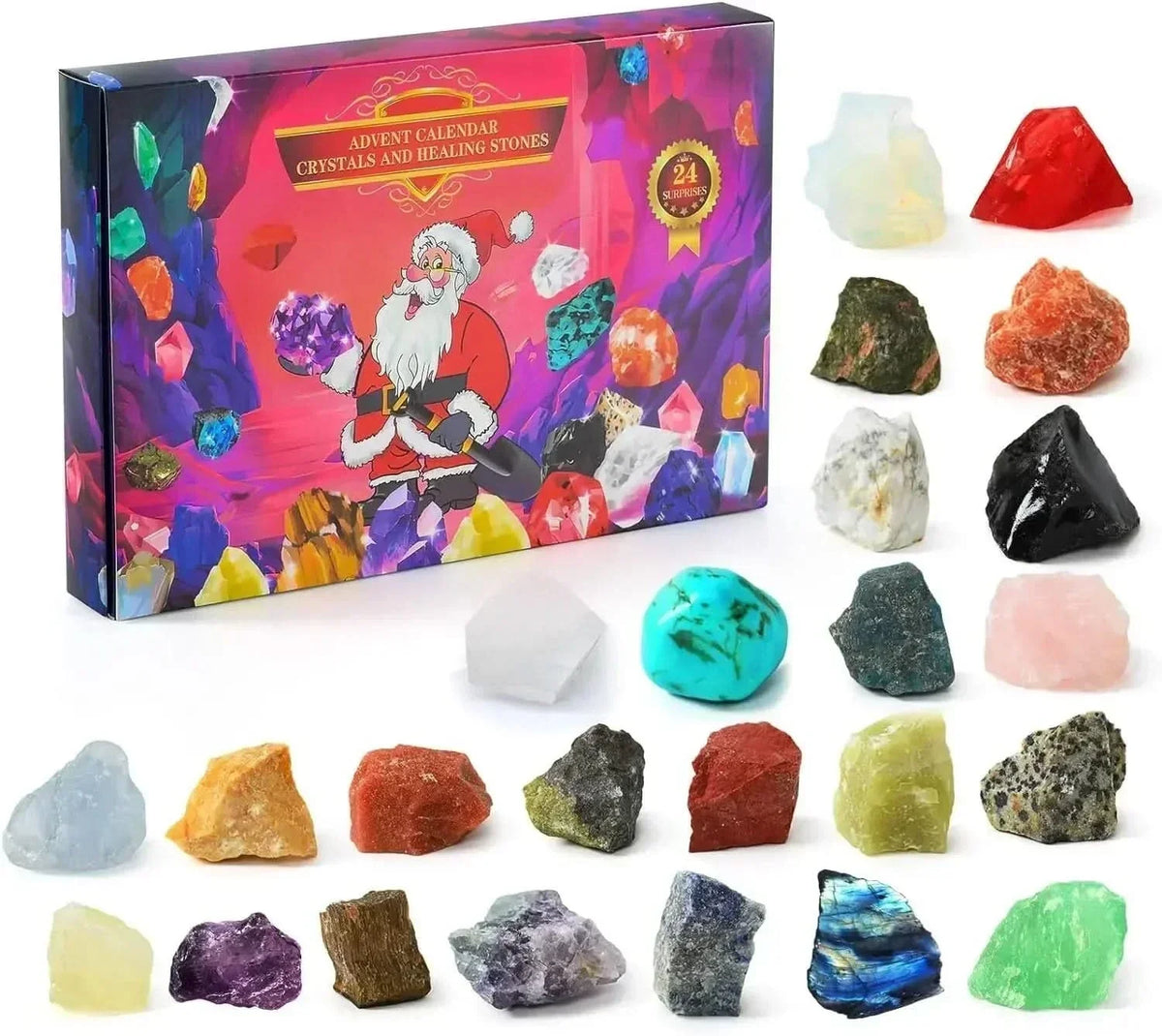 CRYSTALGEMS – Calendario de Adviento de Piedras Preciosas Mágicas con 24 Cristales Naturales