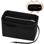 TaschenLuxe Organizer Inlay | Inserto de fieltro con cremallera | 15 compartimentos y cinta para llaves | Para bolsos y shoppers