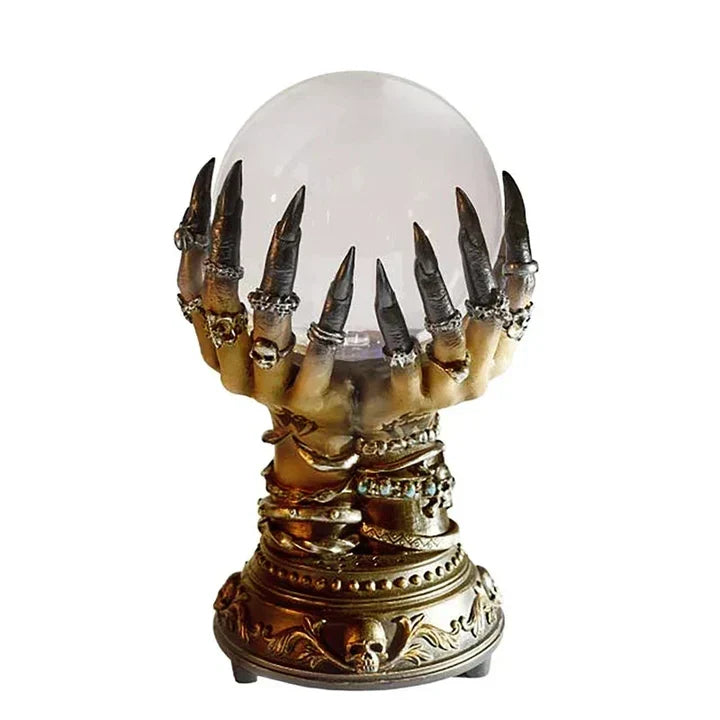 DarkAura - Lámpara de mano esquelética gótica con bola de cristal brillante