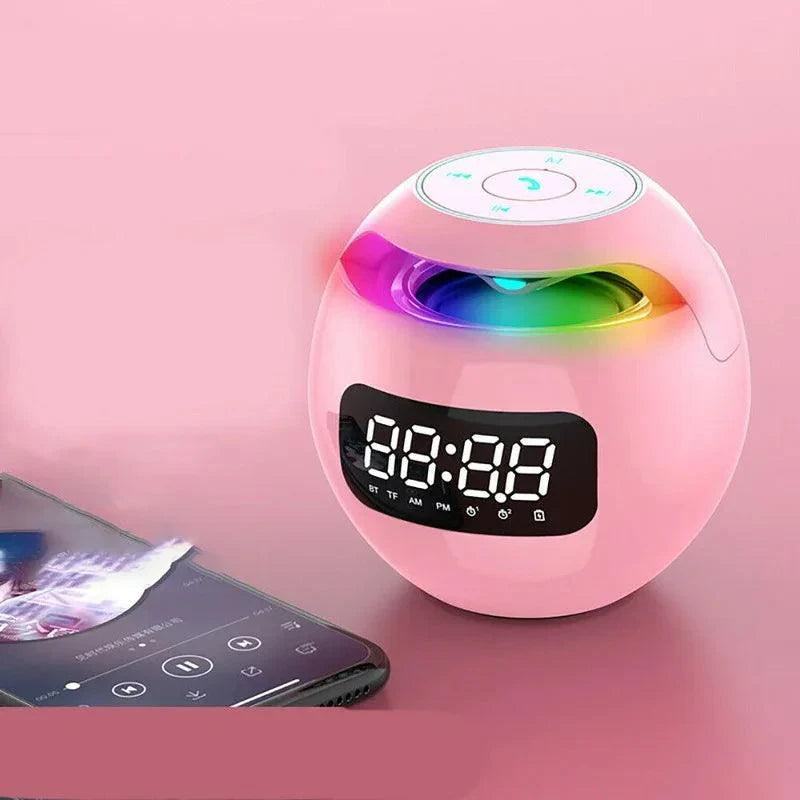 Reloj despertador con altavoz esférico | Bluetooth 5.0 | Luz nocturna LED | Batería de 2200 mAh