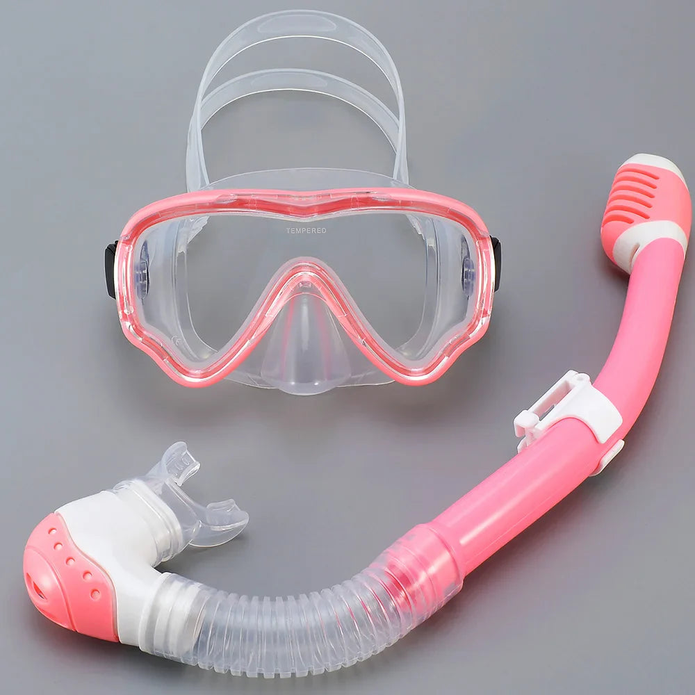 AquaJuni Máscara de Buceo para Niños con Snorkel | Antivaho & a Prueba de Fugas | Vidrio Templado & Silicona | Para Niños y Niñas de 7 a 15 Años
