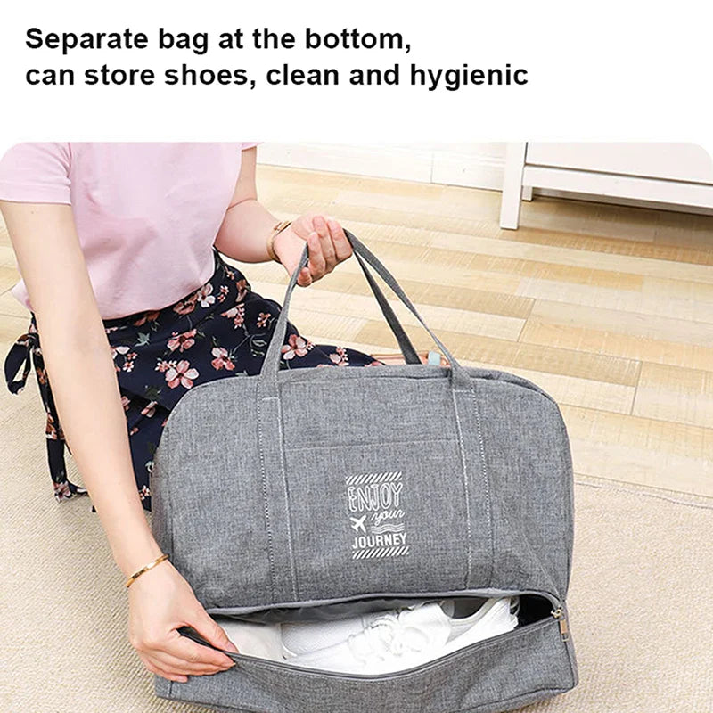 Lugviva Bolsa de Viaje Plegable para Mujeres | Gran Bolsa de Fin de Semana de Tela Oxford | Bolsa de Mano para Viajes, Uso Diario y Deporte