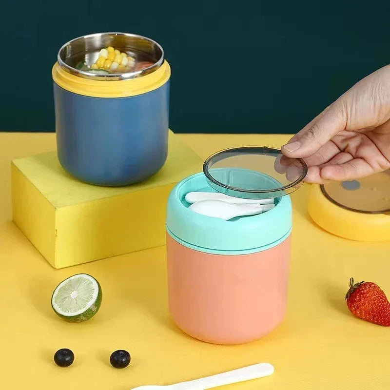 ThermoMea Contenedor Térmico de Acero Inoxidable | 530 ml / 710 ml | Taza Aislante para Sopas y Almuerzos | A Prueba de Fugas y Duradera