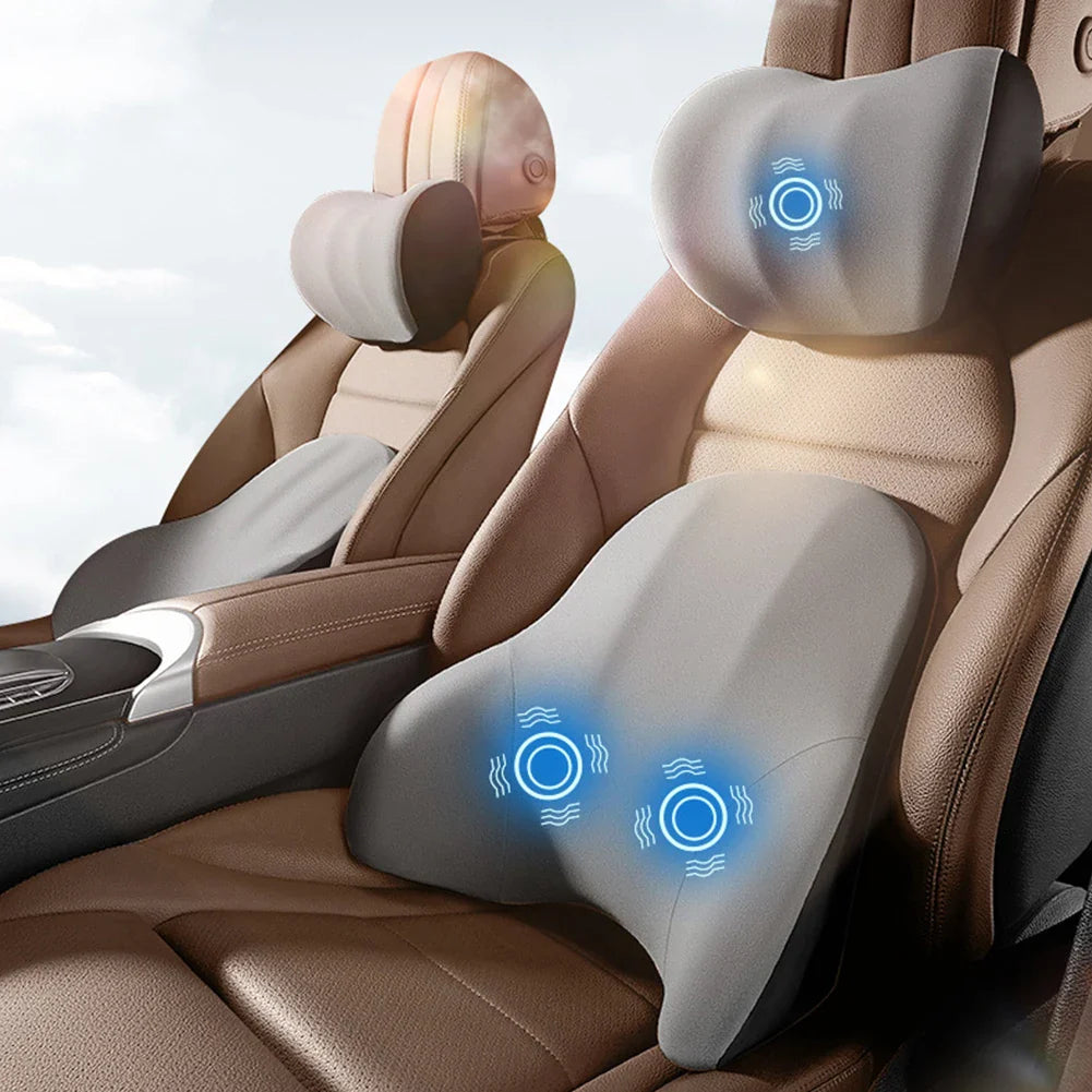 Cojines para auto con función de masaje | Alivia el dolor de cuello y espalda durante la conducción - Fácil de instalar - Aumenta la comodidad al conducir