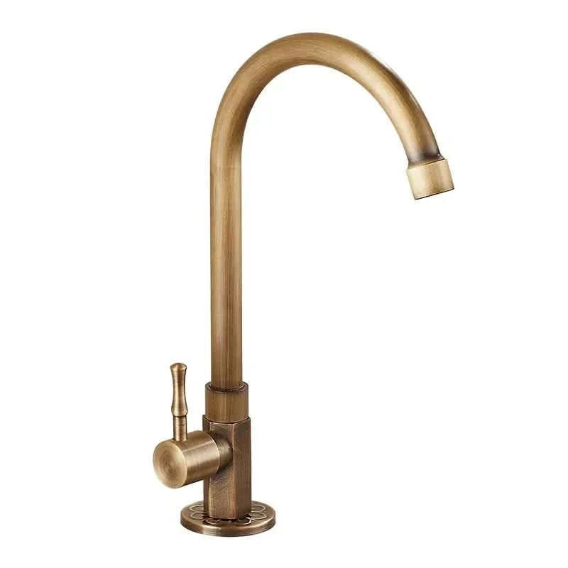 GOLDENSWAN – Robinet antique en col de cygne en laiton pour cuisine et salle de bain