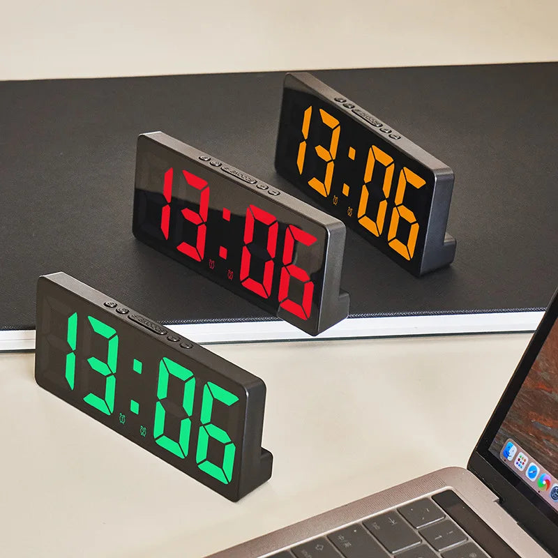 Reloj LED Simple con Luz Colorida, Temperatura, Calendario, Despertador, Reloj Creativo