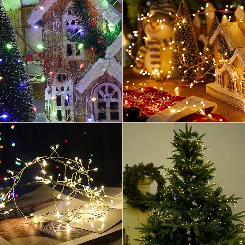 Cadena de luces LED Cluster Lumistra | Blanco cálido y blanco frío | 36 m de alambre plateado | Impermeable IP44 | Para Navidad, bodas y fiestas