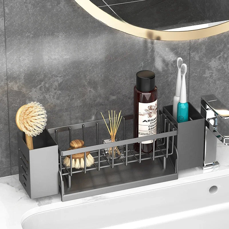 Organizador de Fregadero Ordinaqua | Autodrenante | Soporte para Esponja, Jabón y Paños | Extensible y Higiénico | Plástico ABS