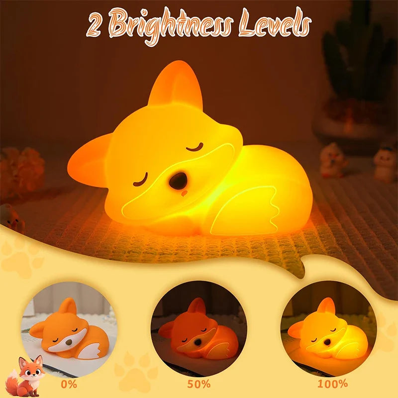 Luz nocturna Fuchs de silicona | Recargable, regulable y con temporizador | Dulce idea de regalo para niños y adultos