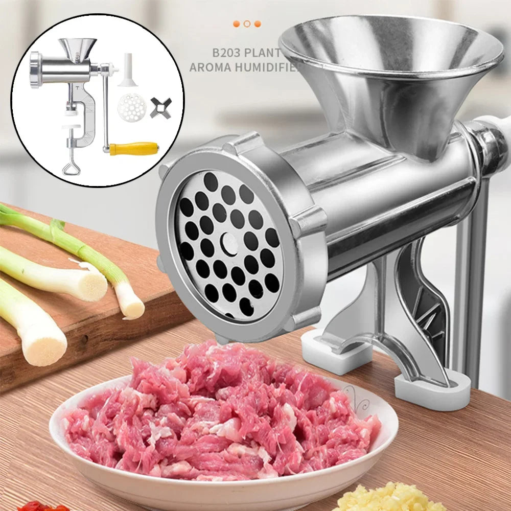 Carvallo-Köttkvarn MeatMaster ProManuell | Acero inoxidable con soporte de mesa | Para carne, verduras y relleno de salchichas | 20×15 cm