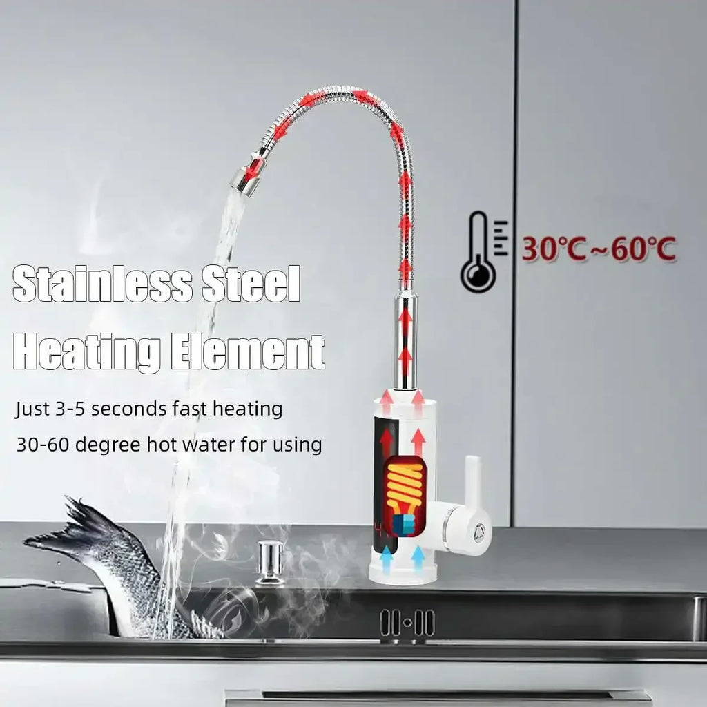Grifo de Cocina Eléctrico con Agua Caliente Instantánea, 3000W, 30-60°C