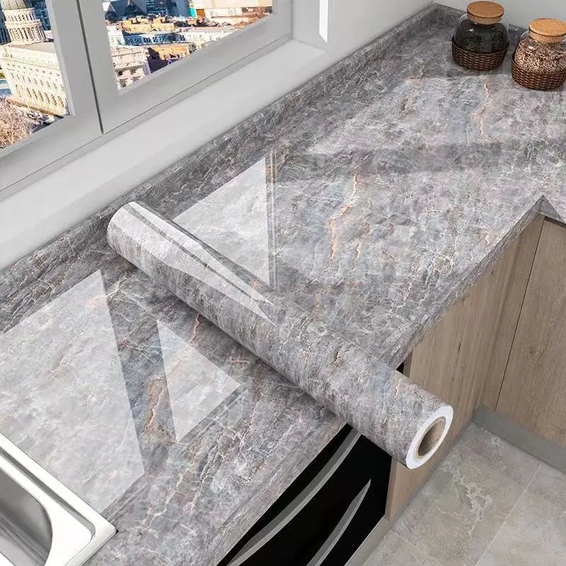 Lisslune | Película a Prueba de Aceite para Cocina de Mármol - Papel Tapiz Autoadhesivo Impermeable para Renovación de Estufa, Encimera, Gabinete, Azulejo