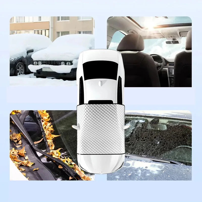 Cubierta magnética para parabrisas de automóvil FrostGuard Max | Protección contra el hielo en invierno y protección UV en verano | Impermeable y fácil de fijar