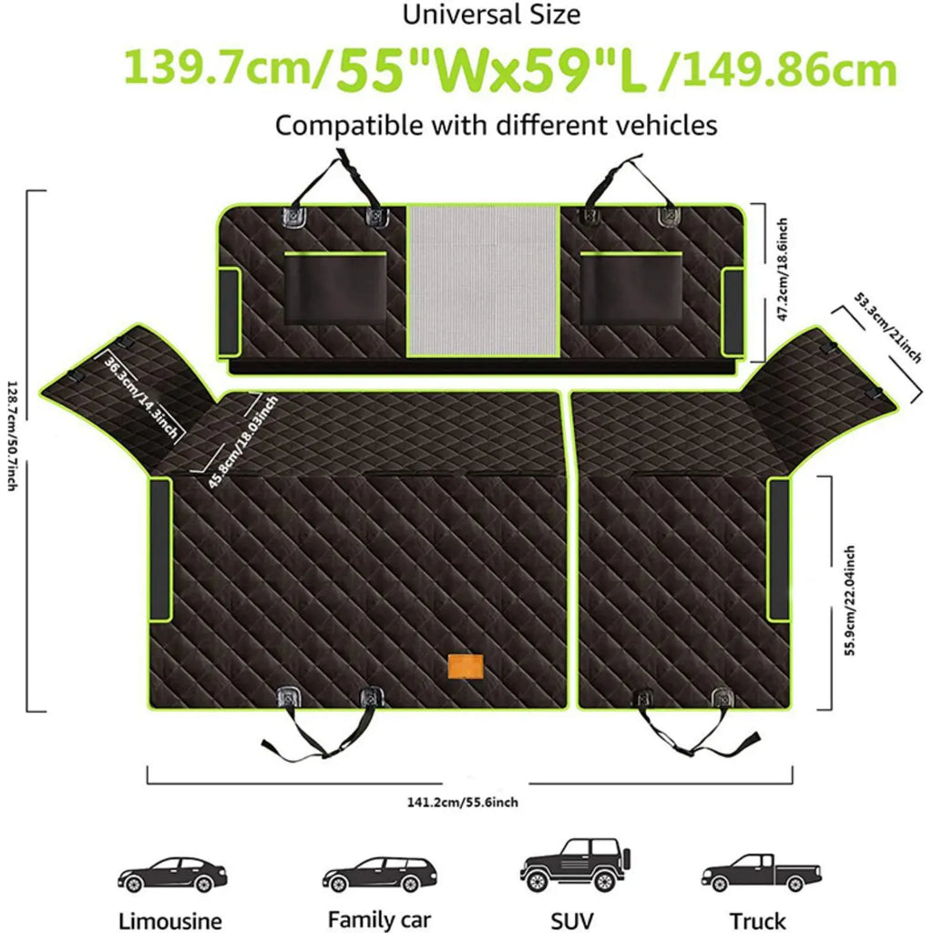 PawRide Funda para Autos de Perros | Diseño 6 en 1 | Impermeable y Antideslizante | Para Auto, SUV y Camión
