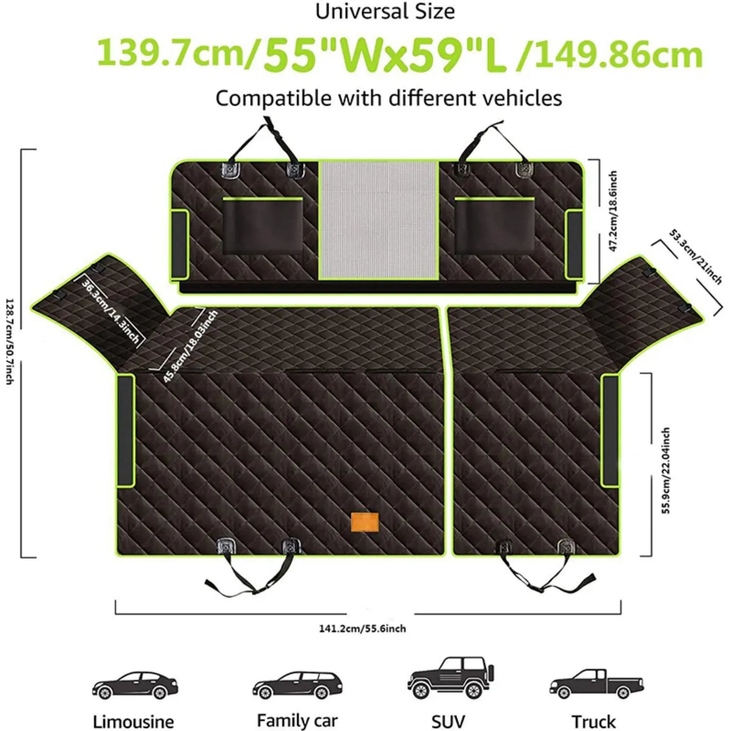 PawRide Funda para Autos de Perros | Diseño 6 en 1 | Impermeable y Antideslizante | Para Auto, SUV y Camión