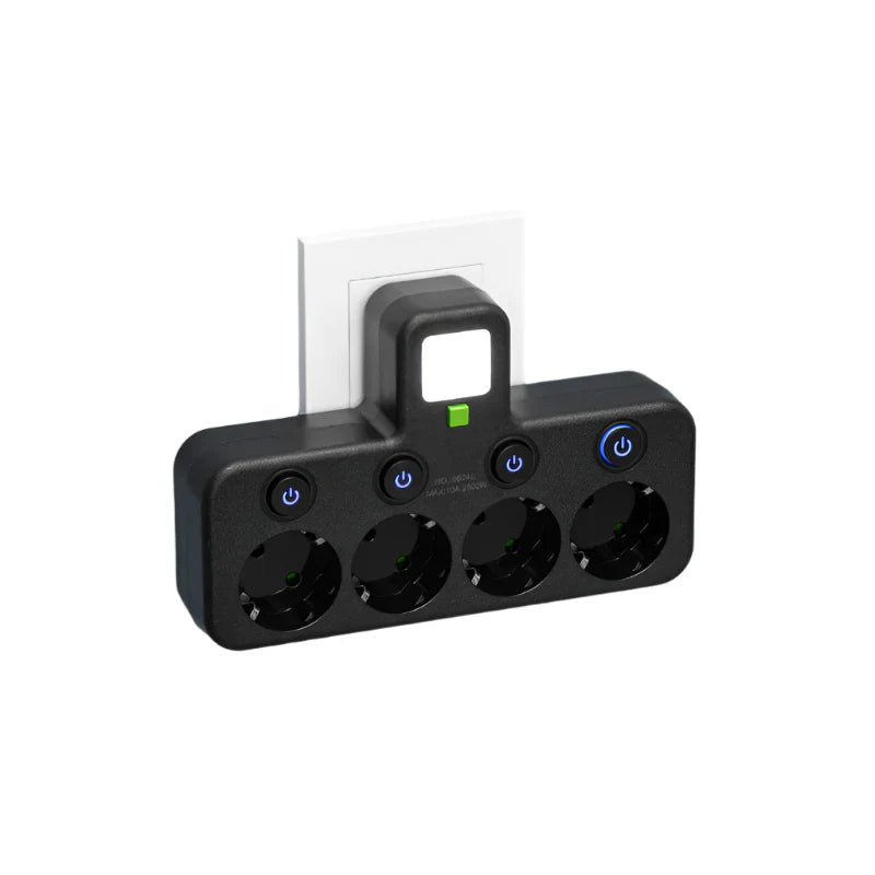Regleta VOLTRIQ ProLine | 3–4 tomas + 2× USB & 1× Tipo-C | 2500 W | Protección contra sobretensiones & Interruptor de control