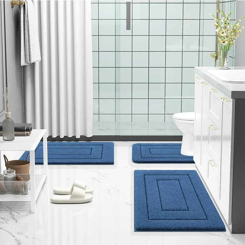 Alfombra de baño de microfibra antideslizante – Alfombra de baño de doble capa | Absorbente y suave | Alfombra de confort | Brehn