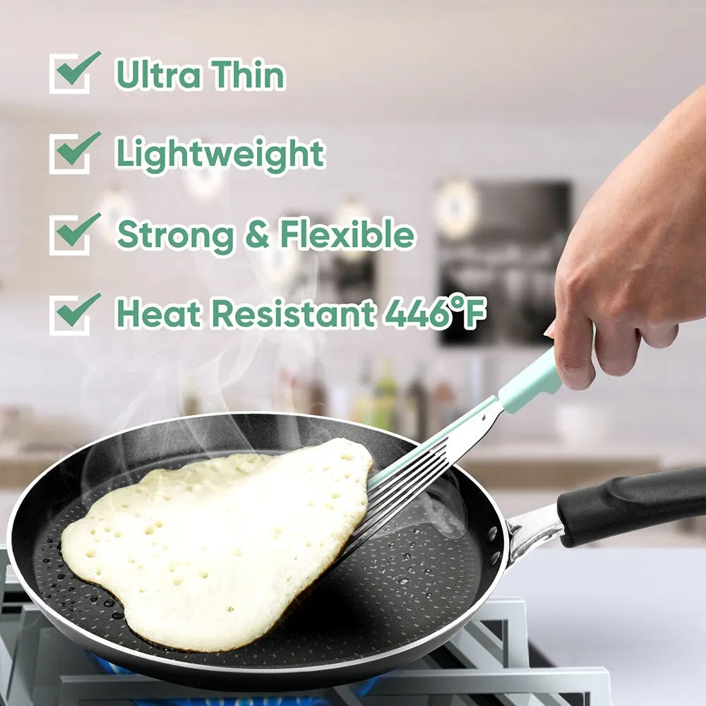 Lisslune | Espátula de Pescado con Borde de Silicona - Acero Inoxidable, Resistente al Calor, Espátula Ranurada para Cocinar
