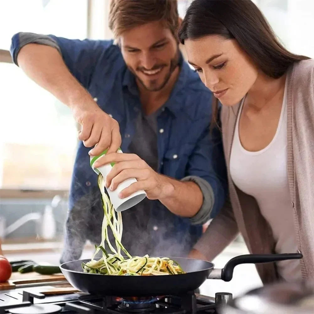 VeggiTwist Cortador Espiral | Para Verduras y Queso | Manual y Compacto | Acero Inoxidable y Plástico Libre de BPA