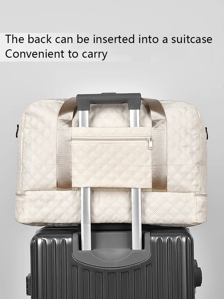 Raumio TravelFlex Bolsa de viaje ligera con diseño de rombos | Gran bolsa de deporte y fin de semana con compartimento para zapatos y compartimento húmedo | Aprobada para equipaje de mano y plegable