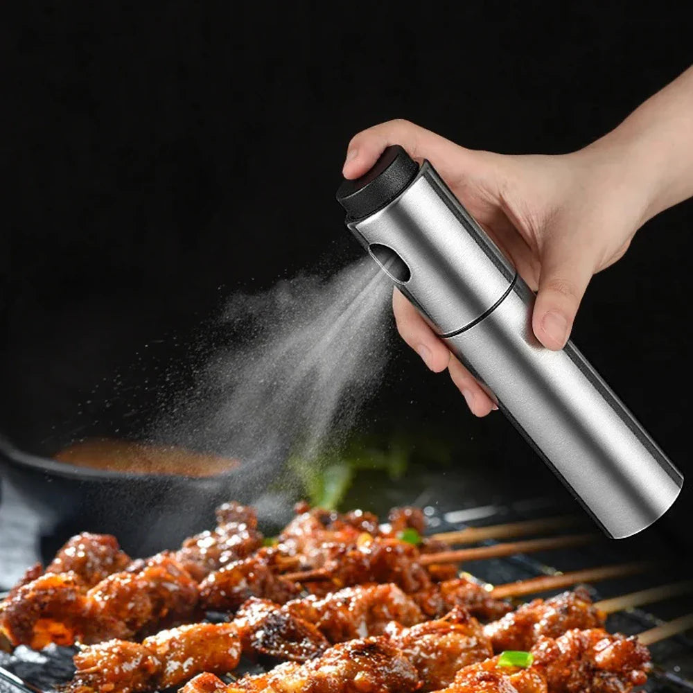 Pulverizador de aceite CULINARA FineMist | Botella de spray de acero inoxidable de 100 ml | Para aceite, vinagre y BBQ | Recargable y dosificable