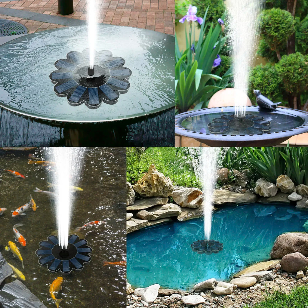 Fuente Solar Primavera de Jardín | 5 Boquillas Intercambiables | Ahorro Energético y Sin Mantenimiento | Para estanque, baño de aves y balcón