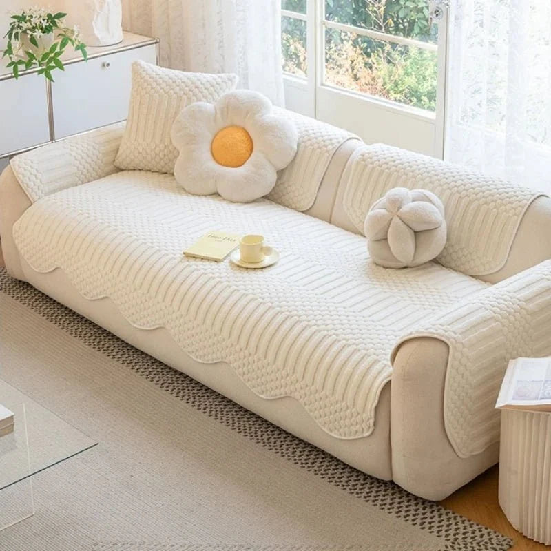 PLUSHCREAM – Funda de sofá de felpa gruesa para la calidez acogedora del invierno