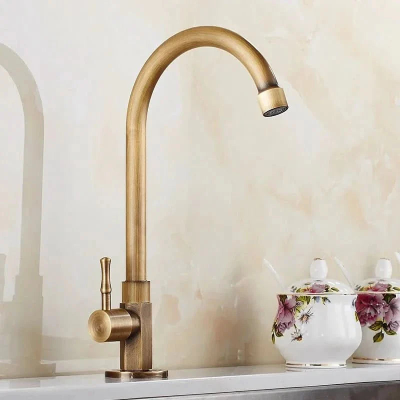 GOLDENSWAN – Robinet antique en col de cygne en laiton pour cuisine et salle de bain