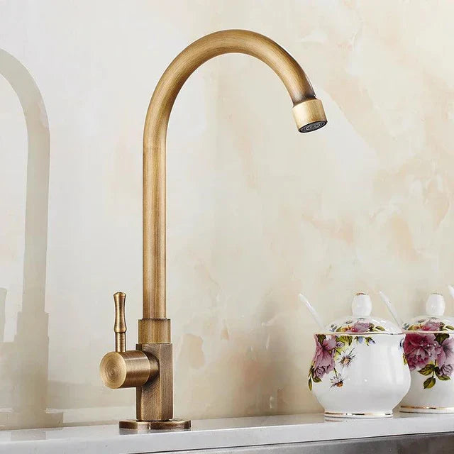 SwanFlow - grifo de cocina de bronce antiguo con elegante diseño de cuello de cisne