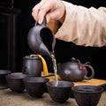 Juego de Té Retro de 9 piezas Diseñador Cool Purple Sand Set de Cerámica Tetera Juego de Té Kong Fu de Viaje Tetera de Porcelana de Arena Púrpura Filtro de Té