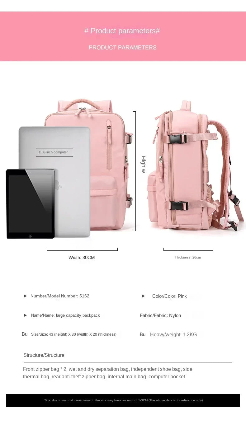 Mochila de Viaje de Mano con Compartimento para Zapatos