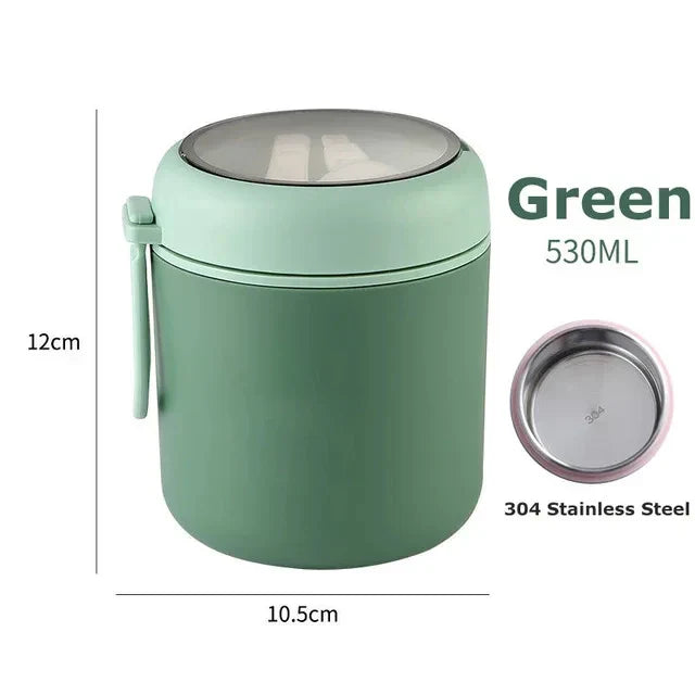 ThermoMea Contenedor Térmico de Acero Inoxidable | 530 ml / 710 ml | Taza Aislante para Sopas y Almuerzos | A Prueba de Fugas y Duradera