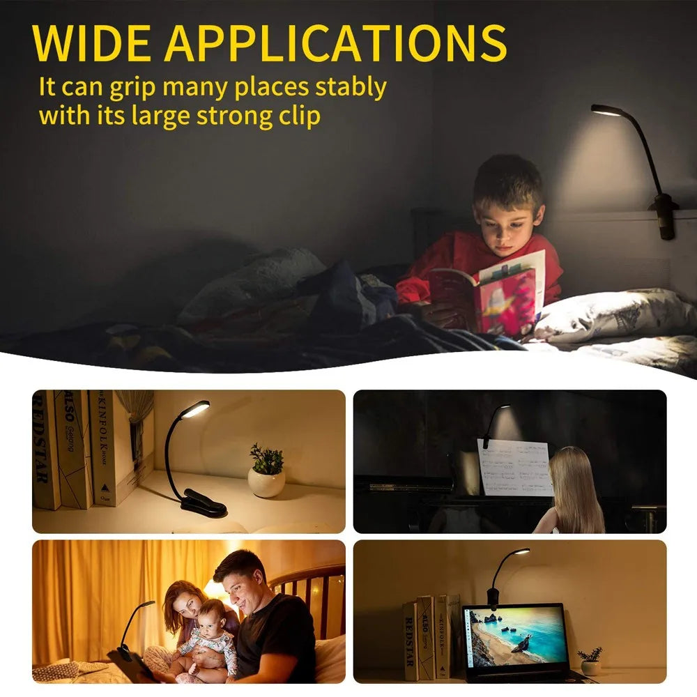 LumiLeaf 7 LED Lámpara de Lectura | Recargable por USB | 3 Temperaturas de Color y 9 Niveles de Brillo | Flexible y Amigable con los Ojos