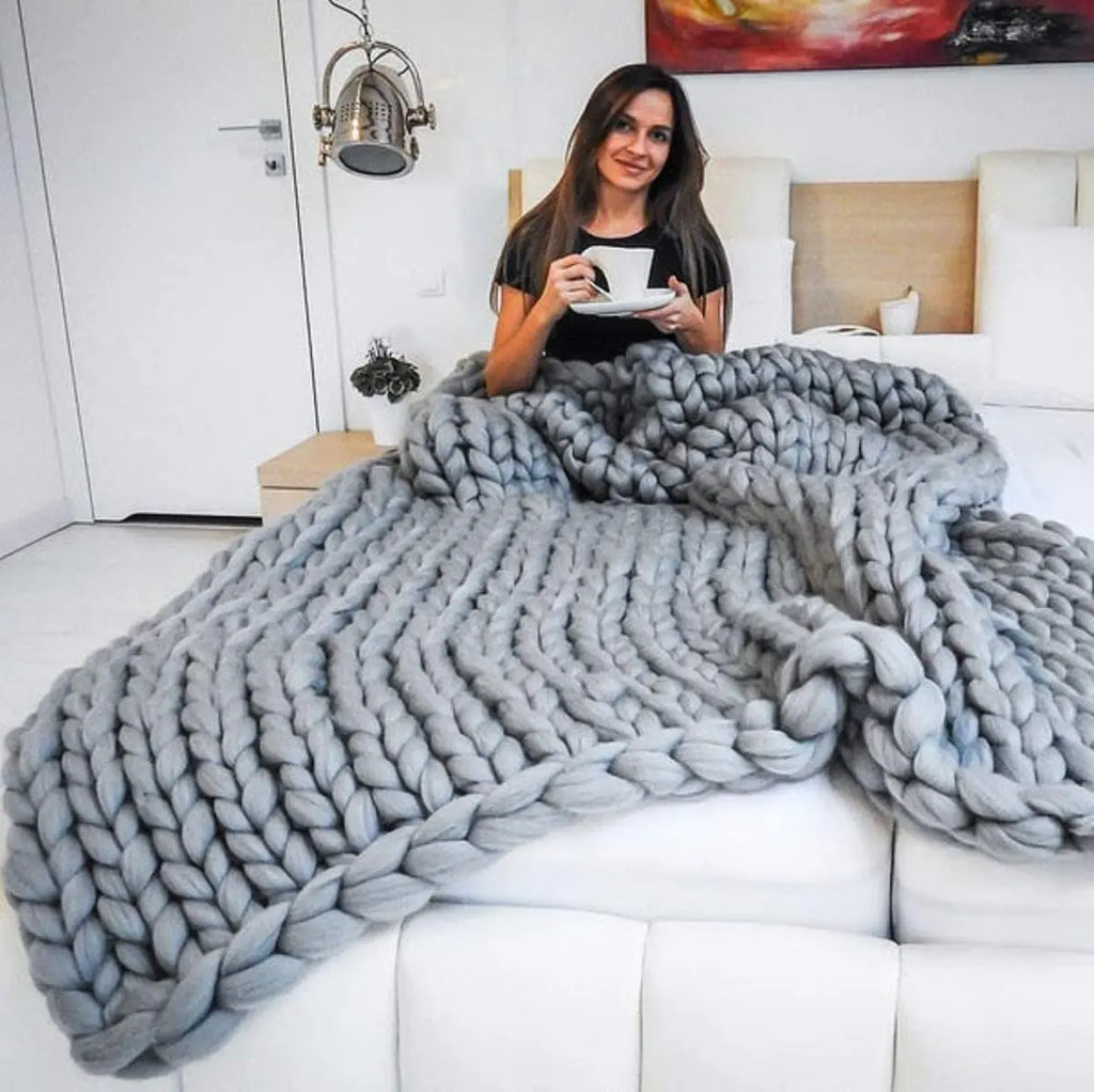 BowLift | Manta de Punto Grueso – Manta de Lana Acogedora para Cada Habitación – Suave y Cálida – Perfecta para Sofá y Cama