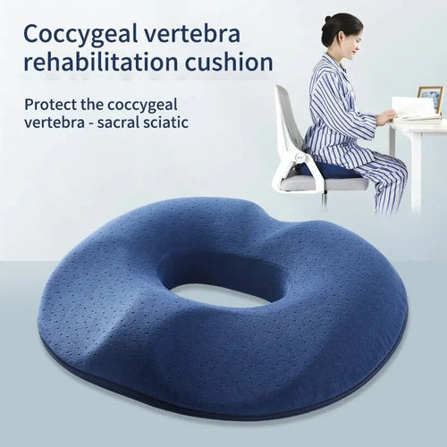 OrthoRelax | Cojín de asiento con espuma viscoelástica | Alivio para el coxis y la columna vertebral | Ergonómico y cómodo