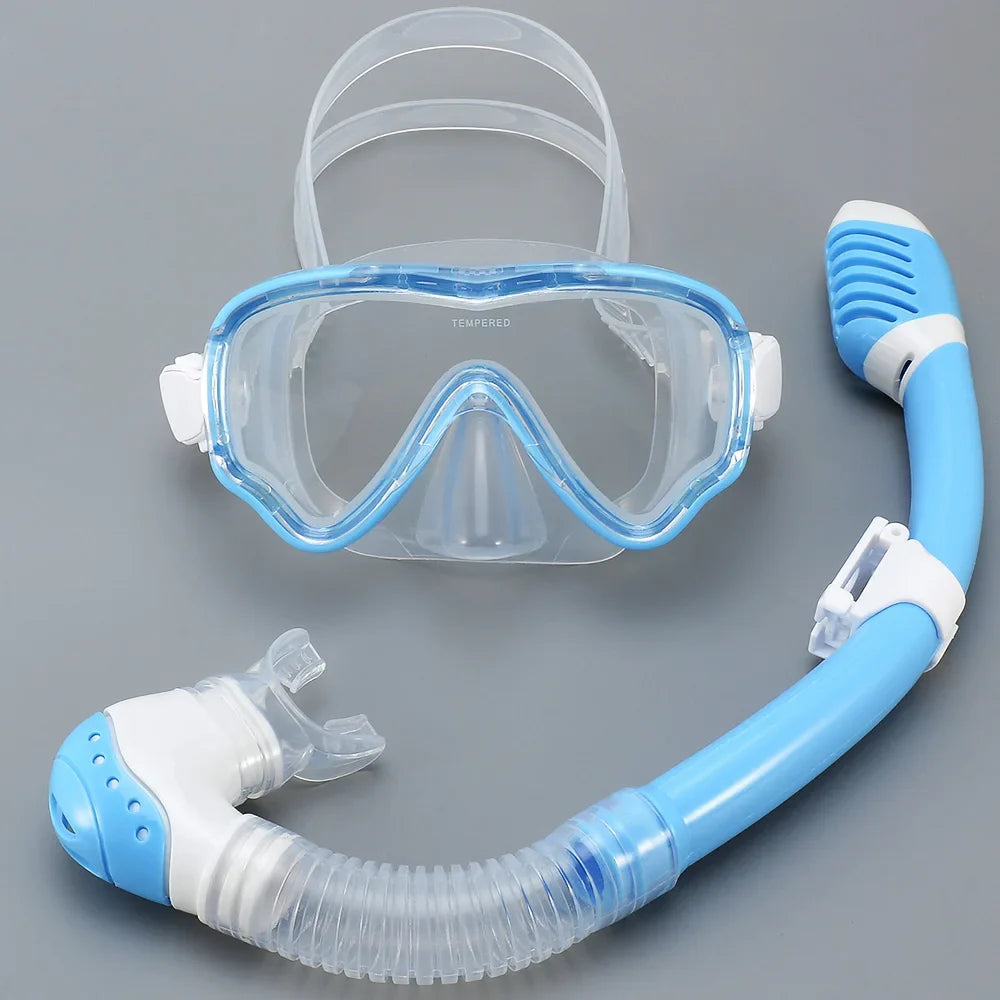 AquaJuni Máscara de Buceo para Niños con Snorkel | Antivaho & a Prueba de Fugas | Vidrio Templado & Silicona | Para Niños y Niñas de 7 a 15 Años