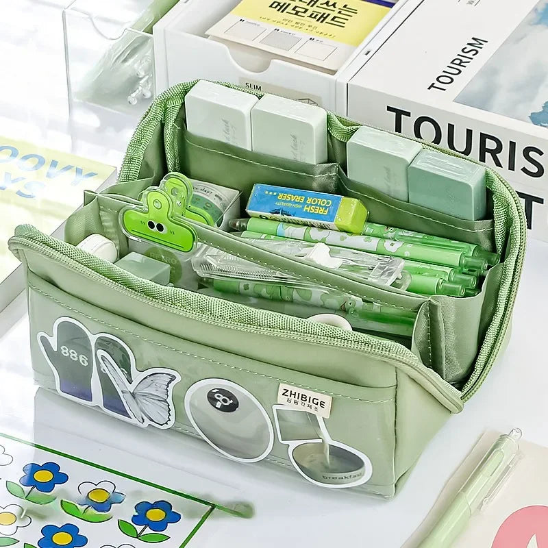 Estuche de lápices KIDZORA CrystalBag | Transparente y versátil | Diseño de 10 compartimentos | Gran capacidad para la escuela y el ocio