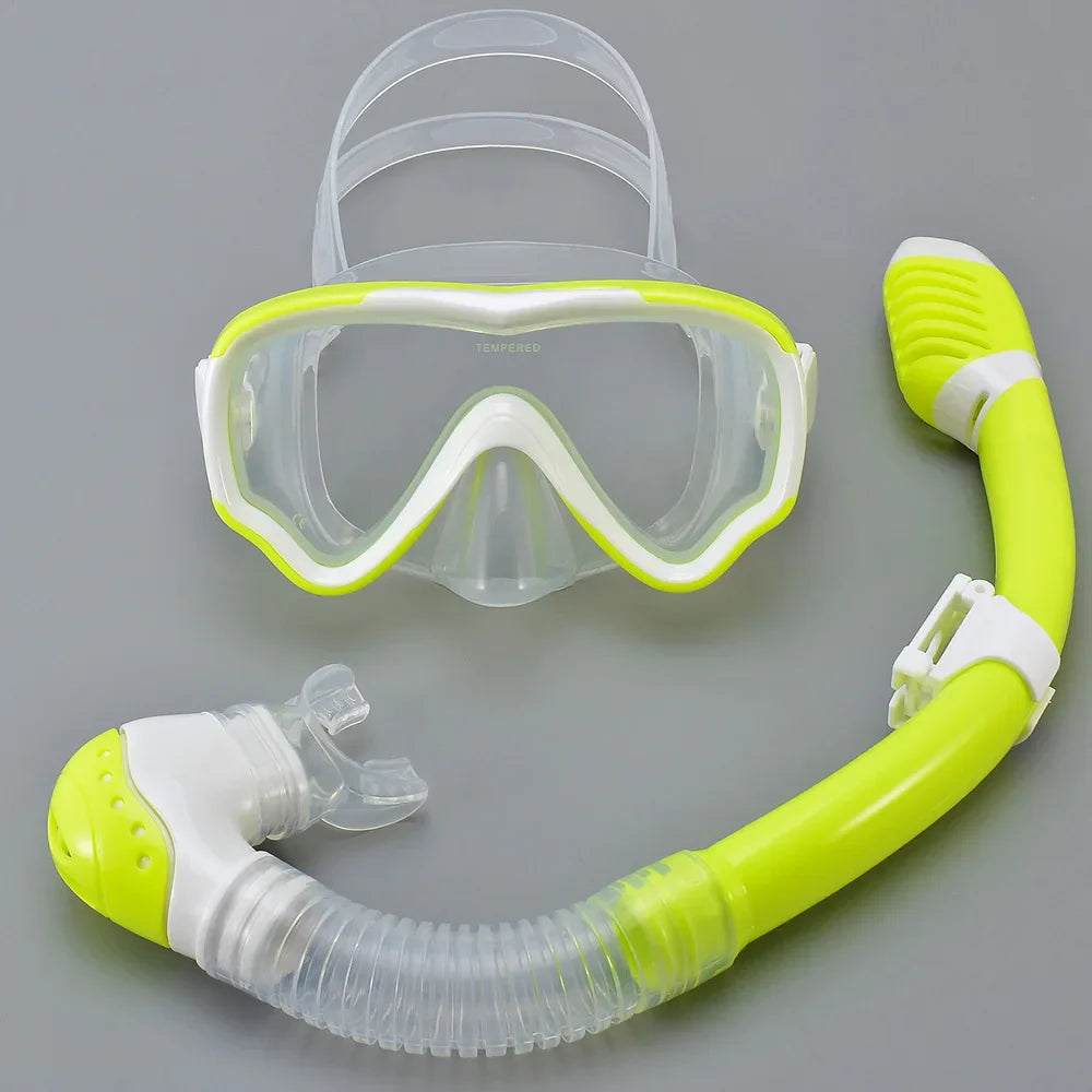 AquaJuni Máscara de Buceo para Niños con Snorkel | Antivaho & a Prueba de Fugas | Vidrio Templado & Silicona | Para Niños y Niñas de 7 a 15 Años