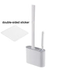 Cepillo de inodoro HygieBrush DuoClean | Set de cepillo de inodoro 2 en 1 de silicona con soporte de pared | Antibacteriano y ahorra espacio