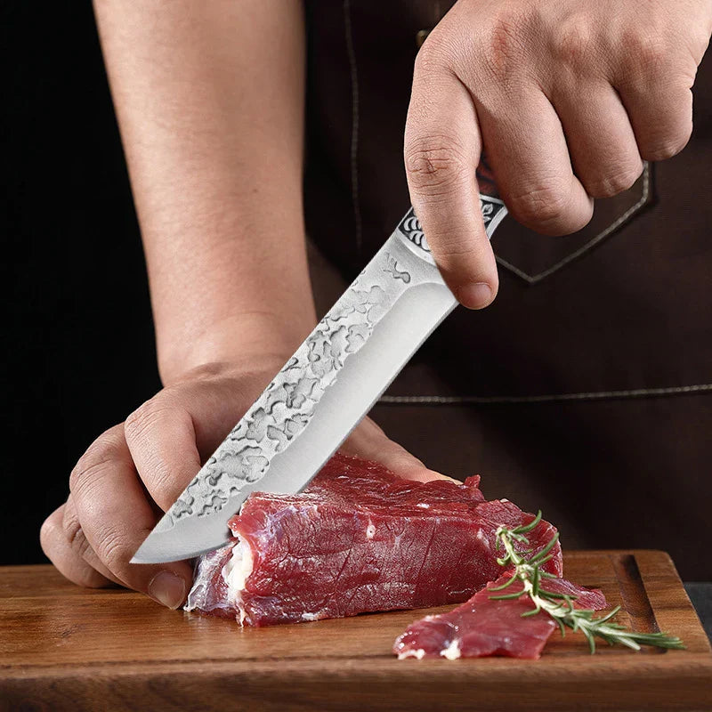 Lisslune | Cuchillo de Chef de Acero Inoxidable Forjado - Cuchillo Versátil para Cocina, Carne, Frutas, BBQ y Deshuesado con Funda