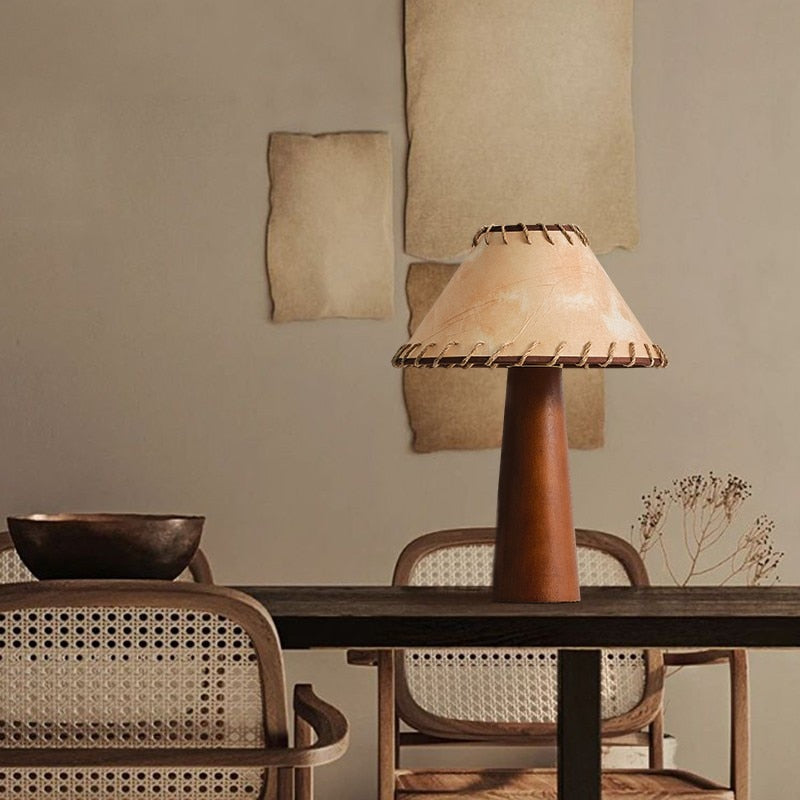 ZenWood | Lámpara de mesa LED de madera en estilo Wabi-Sabi de estilo japonés