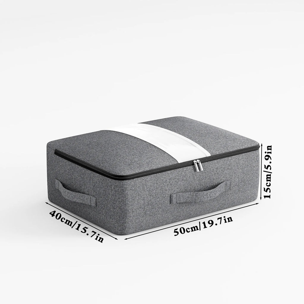 Livono Bolsa de Almacenamiento | Extra Grande y Plegable | Con Ventana Transparente y Cremallera | Tejido Cationico Gris