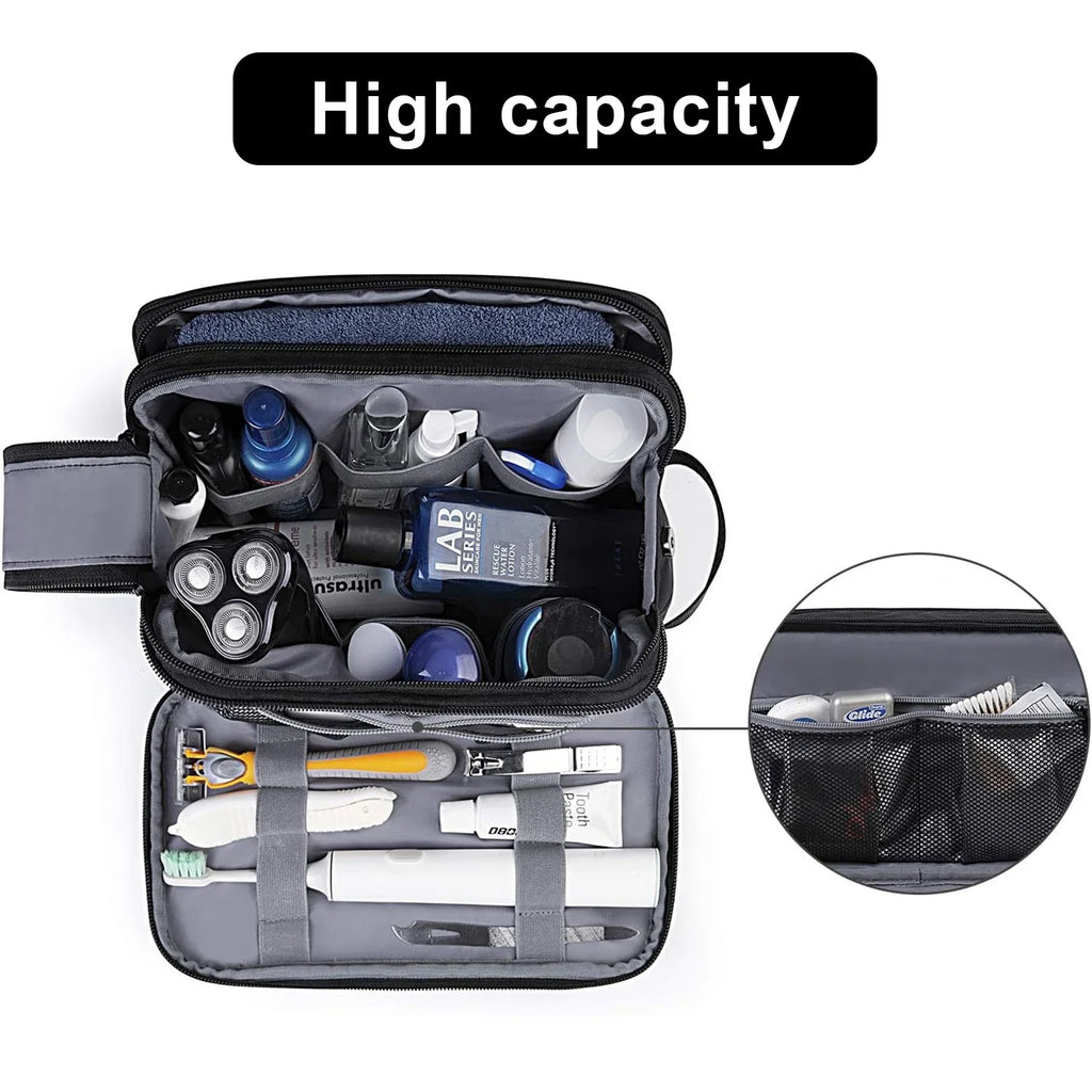 Gentrax Necessaire para Hombre | Impermeable y Grande | Organizador de Viaje Resistente con Compartimento Húmedo | Dopp Kit para Afeitado y Cuidado Personal