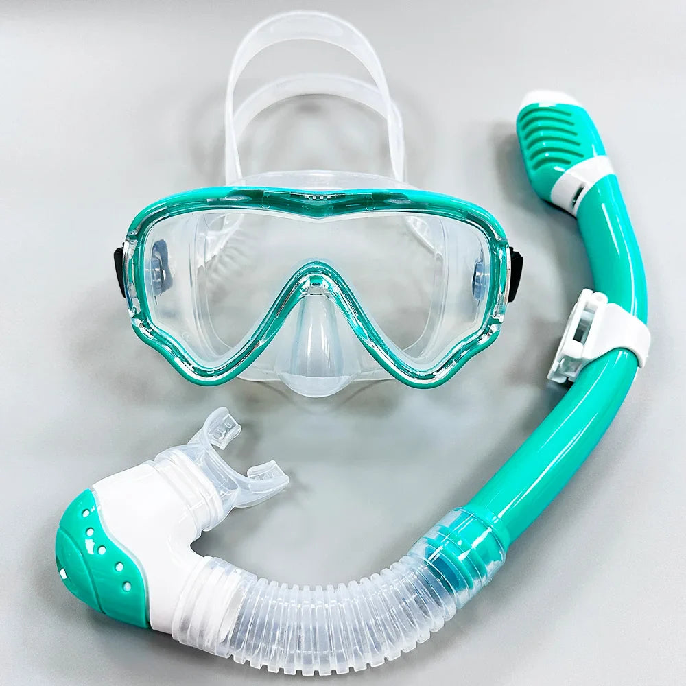 AquaJuni Máscara de Buceo para Niños con Snorkel | Antivaho & a Prueba de Fugas | Vidrio Templado & Silicona | Para Niños y Niñas de 7 a 15 Años