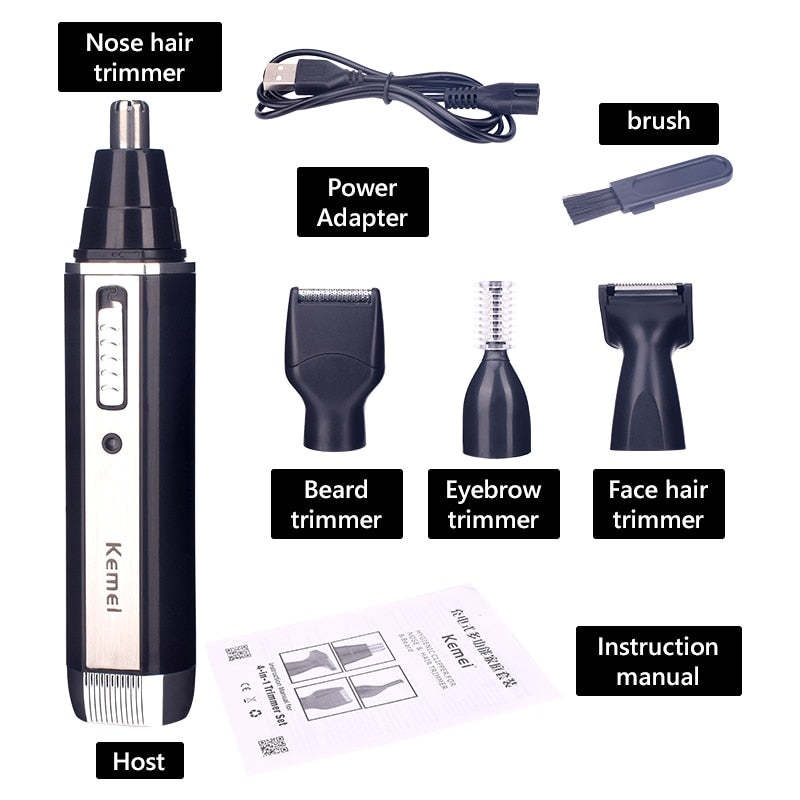 4 en 1 cortadora de cabello eléctrica recargable