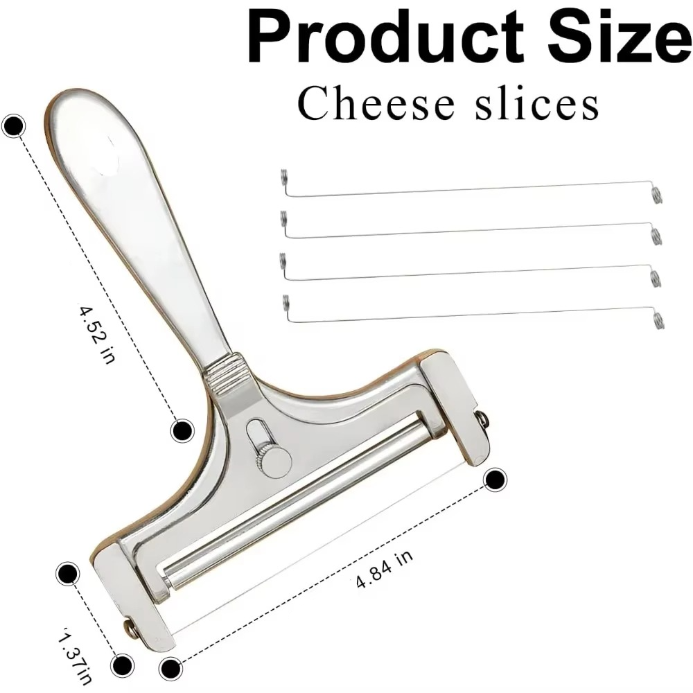 Kalsten | Rebanador de Queso de Acero Inoxidable Premium con Grosor Ajustable y Cables Adicionales