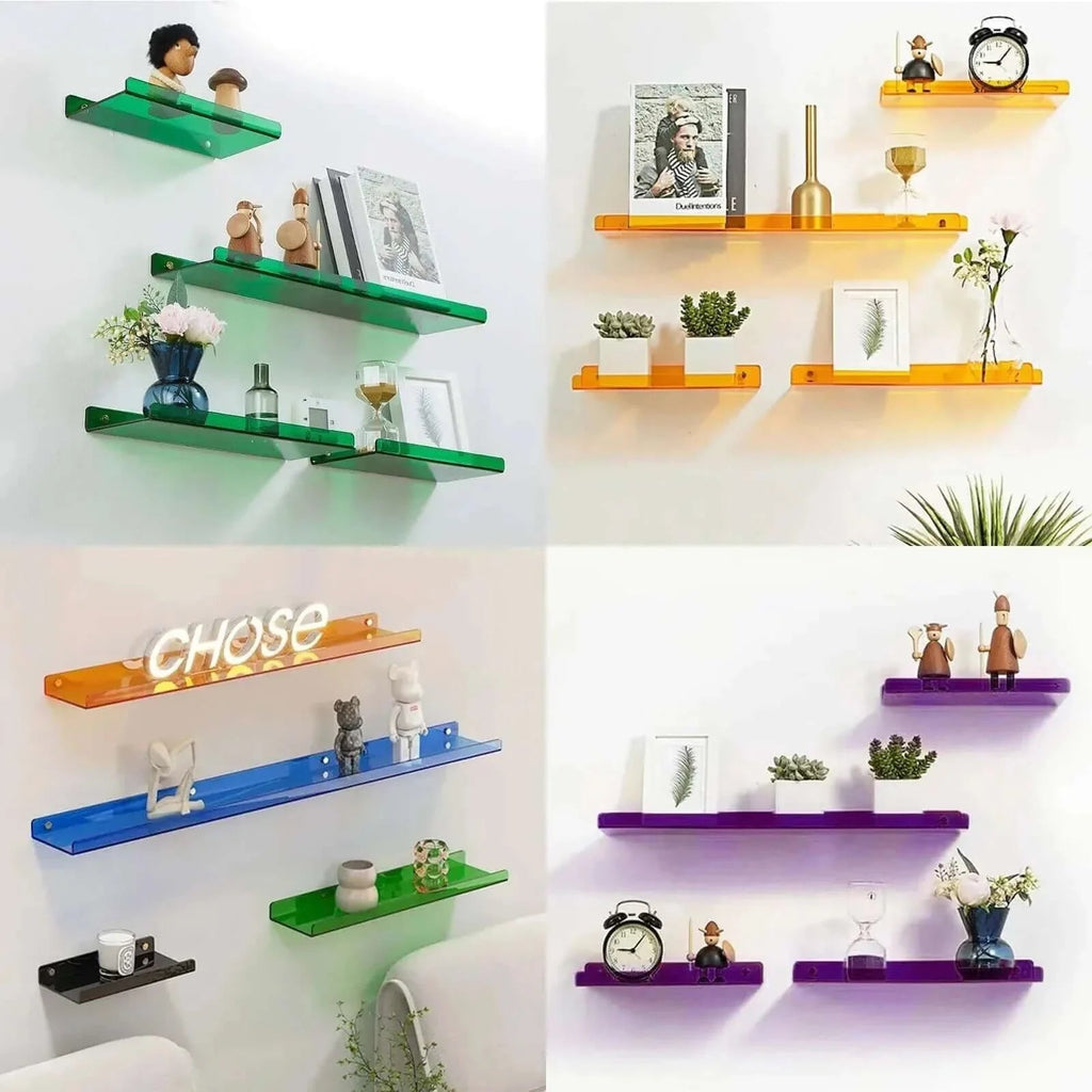 RetroCraft – Estante flotante con diseño inspirado en los años 80 y estructura transparente